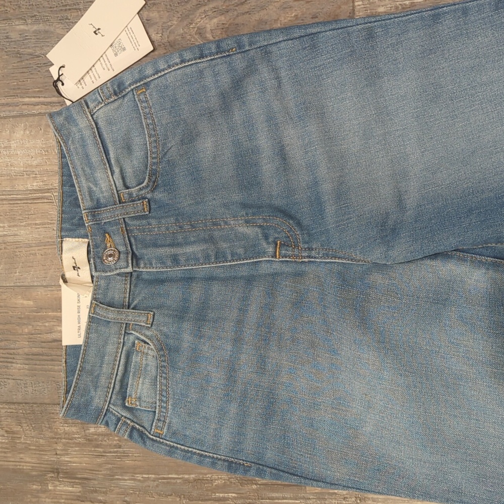 7FAMK Ultra High Rise Skinny Boot jeans 7U413567 color Golden Hour sz23 Tall NWT - Picture 6 of 15